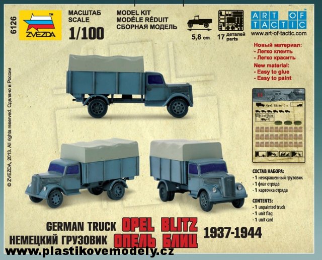 Wargames (WWII) military 6126 - German 3t Truck (Zvezda 1:100)
