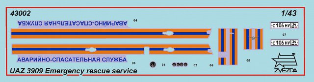 Emergency Service UAZ 3909 (Zvezda 1:43)