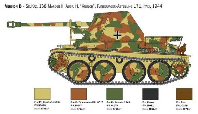 Sd.Kfz 138 Ausf. H Marder III with crew (Italeri 1:35) 