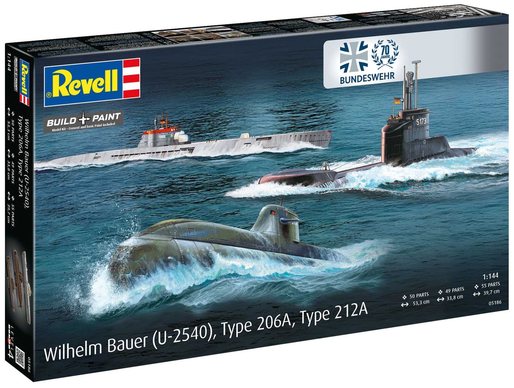 ModelKit ponorky - 70 Years Bundeswehr:Wilhelm Bauer,Type 206A,Class2 (1:144)