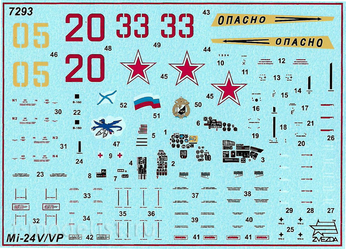 Vrtulník MIL MI-24V-VP Hind E (Zvezda 1:72)