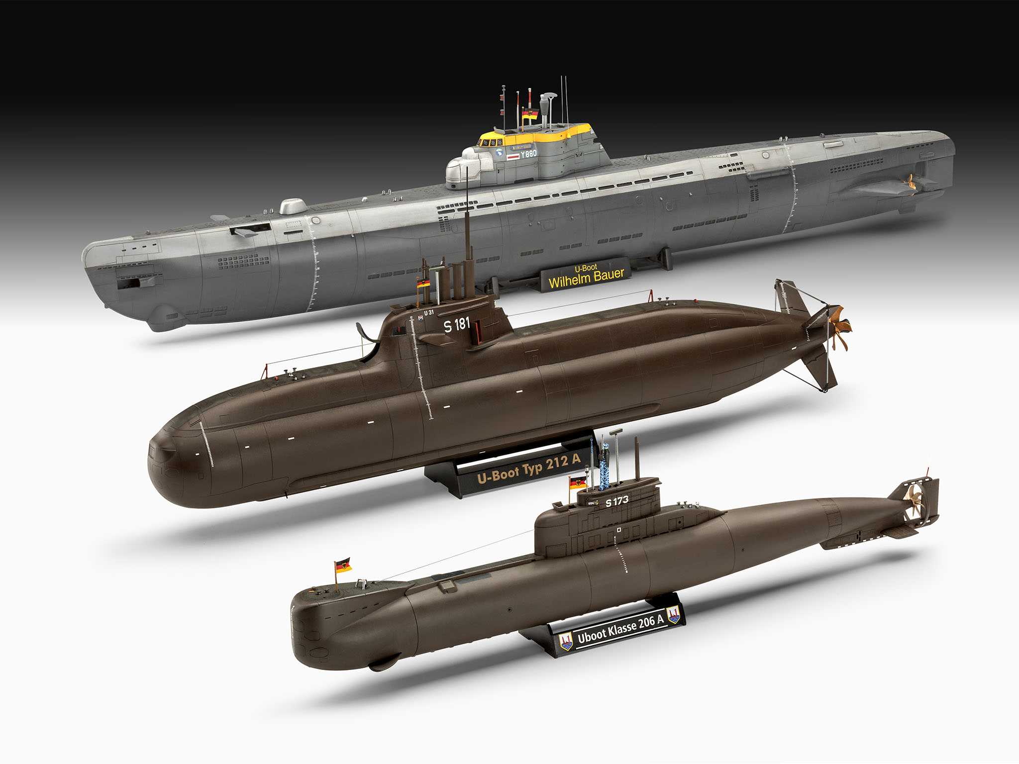 ModelKit ponorky - 70 Years Bundeswehr:Wilhelm Bauer,Type 206A,Class2 (1:144)